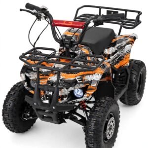 Kids ATV Quad Bike 4-Wheel Rugged Off-Road Ride-On - Orange and Black