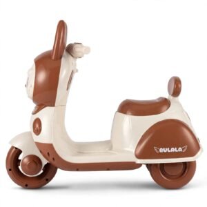Kids Vespa-Style Electric Scooter DLL698 Bunny Design - Brown and White