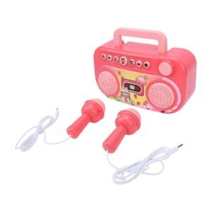 K-002 Multi Function Karaoke Boombox MM90 - Bluetooth Dual Microphones - Pink
